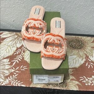 Gucci Orange Sandals Plush Comfort